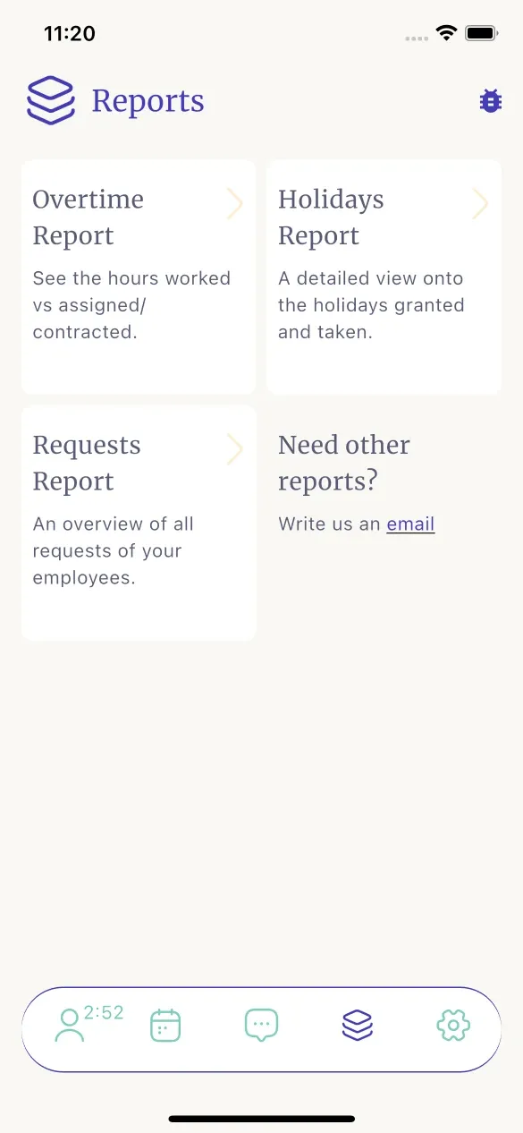 Screenshot of the reports