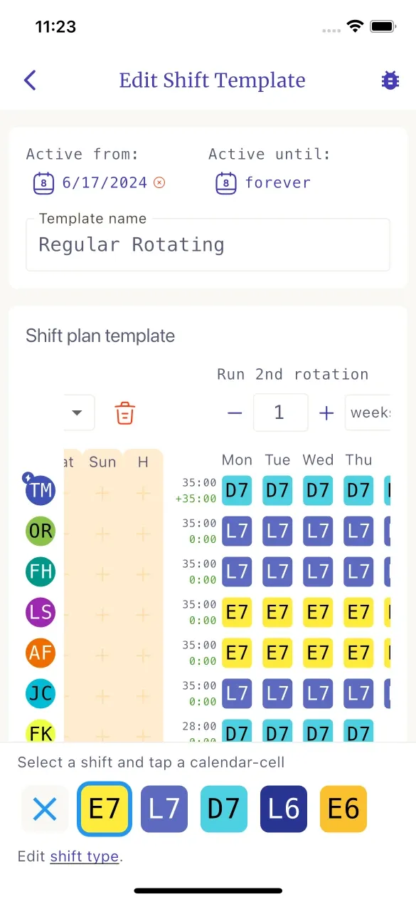 Screenshot of the templates